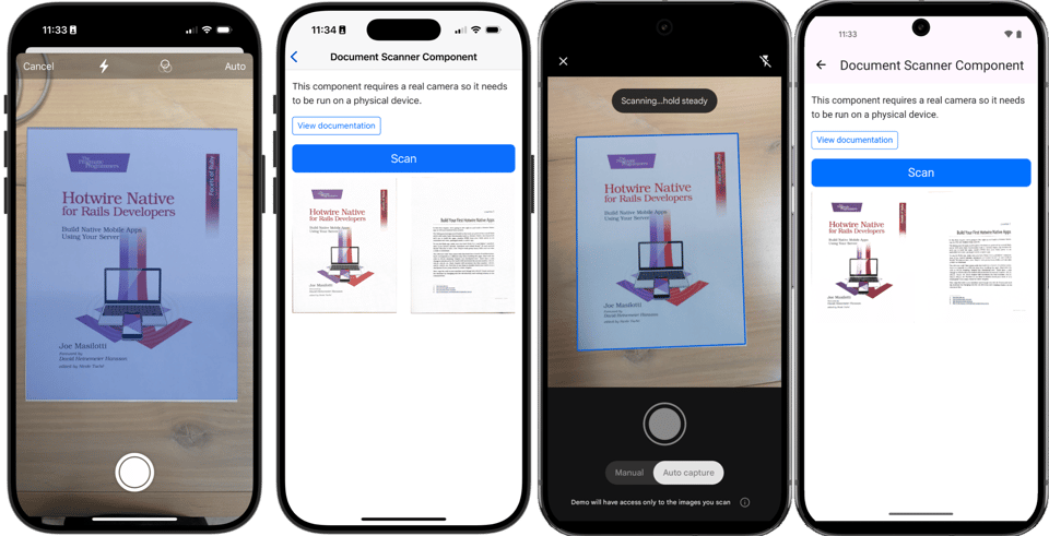 Document Scanner bridge component for Hotwire Native apps