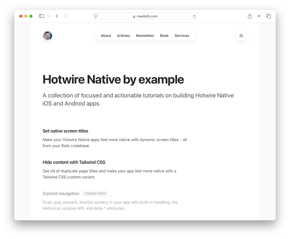 Hotwire Native by example on Masilotti.com
