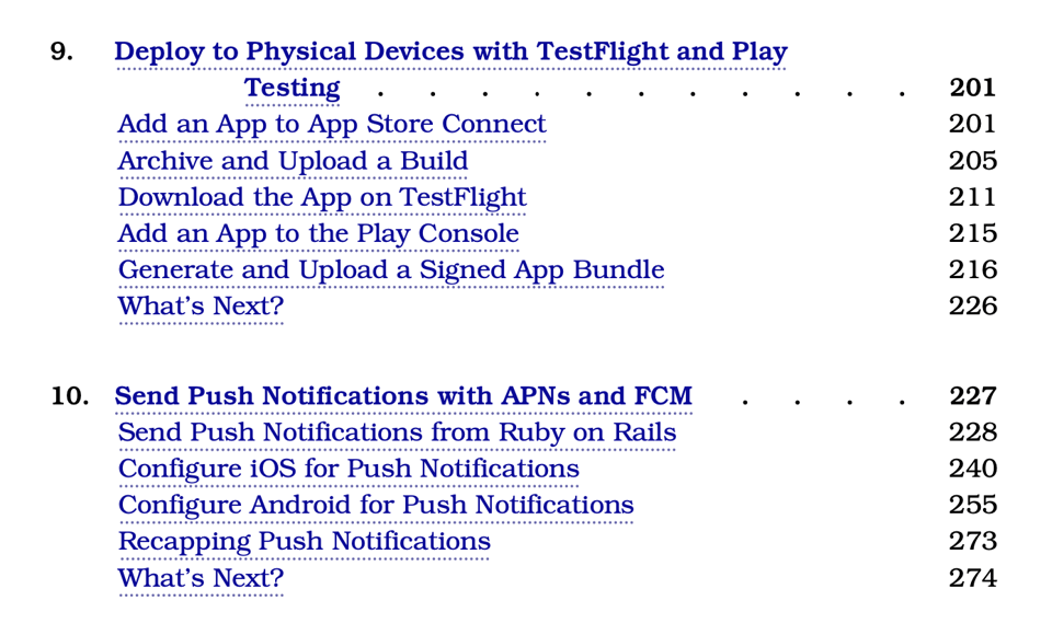 Table of contents highlighting chapters 9 and 10