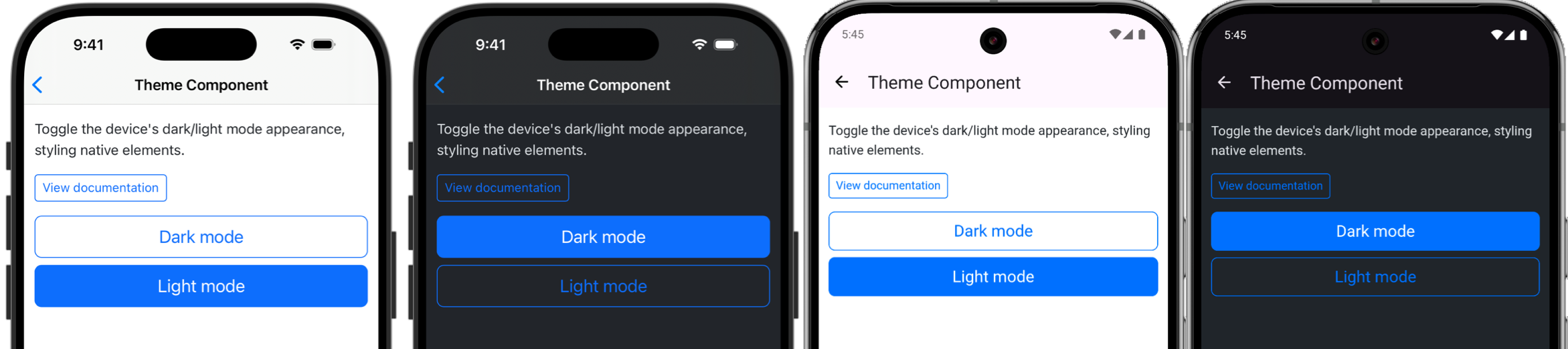Theme Component example screenshots