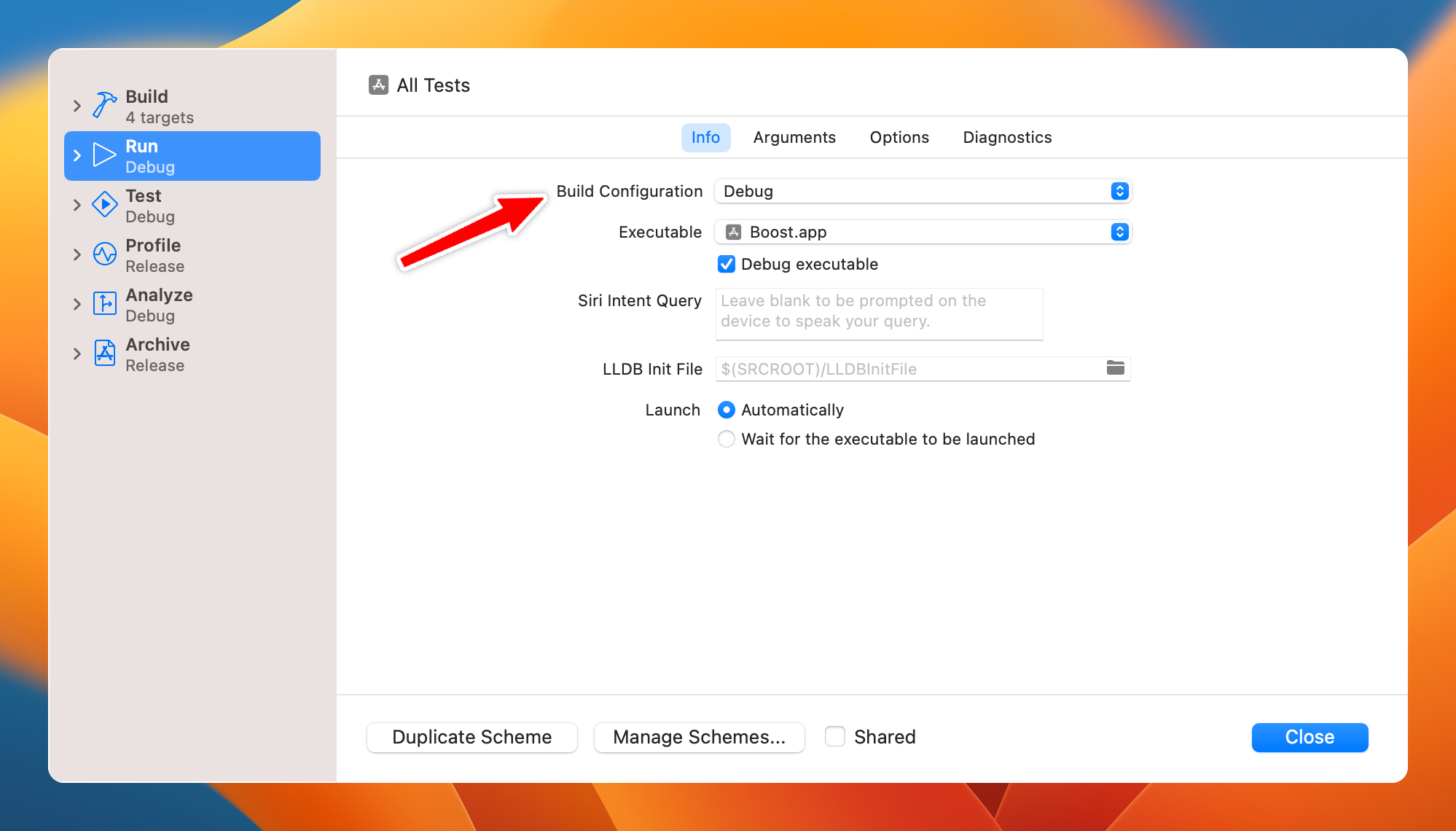 Build Configuration setting in Xcode