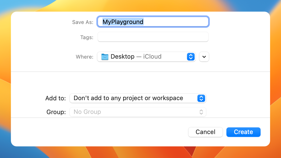 Create Swift playground