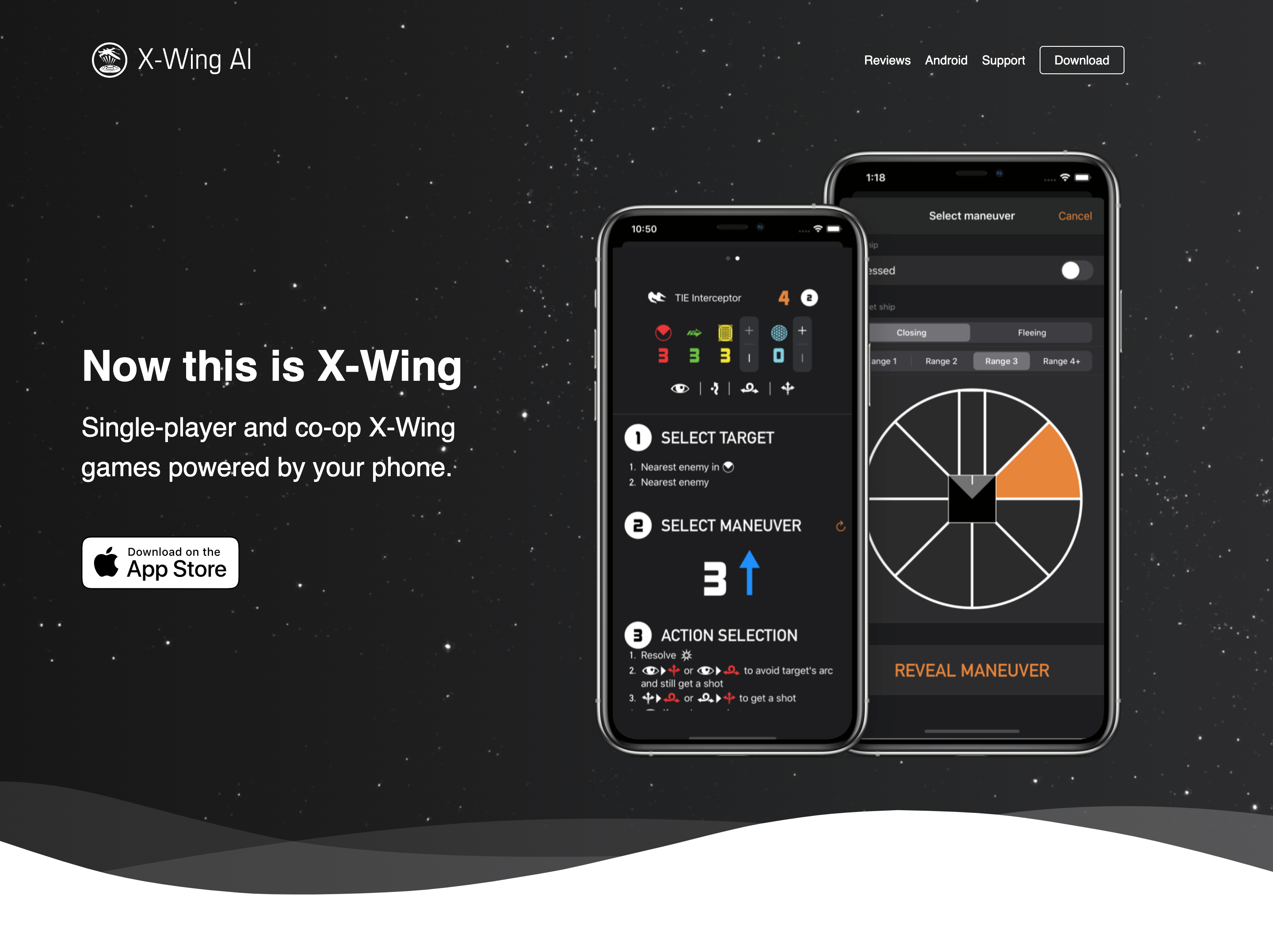 Screenshot of the X-Wing AI landing page