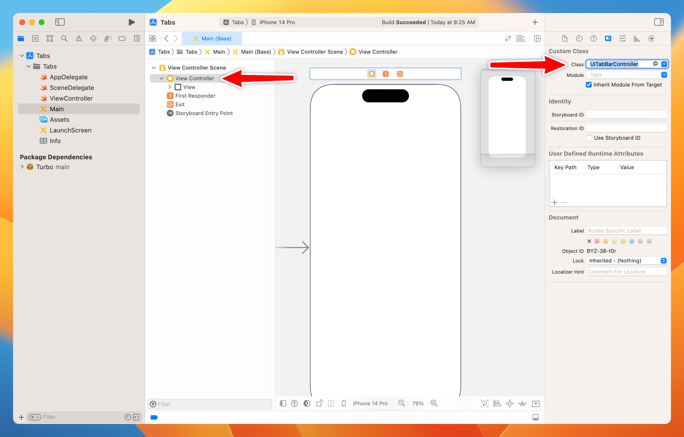 UITabBarController root class